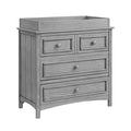 Rustic Gray Wood Oxford Baby Farmington 3 Drawer Dresser with Topper - 3/4 View | Bambi Baby