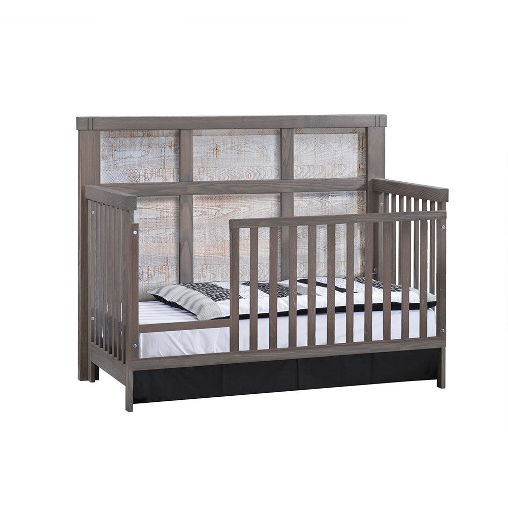 Natart Rustico Moderno Collection 4 in 1 Convertible Crib in Grigio and White Bark- Bambi Baby