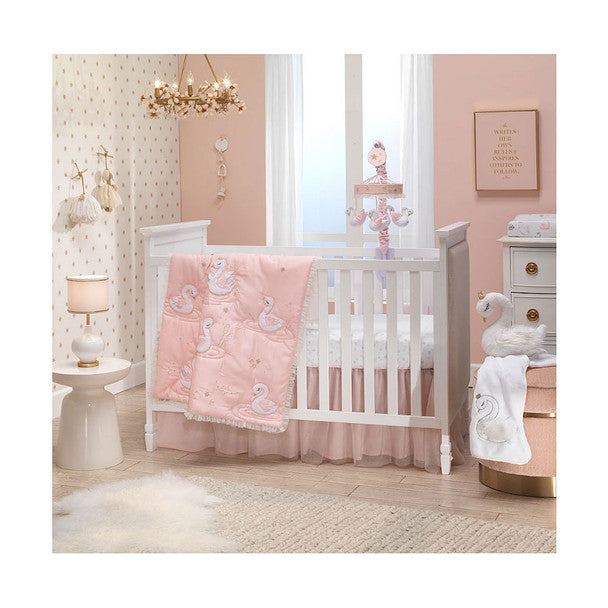 Lambs & Ivy Swan Princess - Signature 3-Pc - Quilt, sheet & crib skirt- Bambi Baby