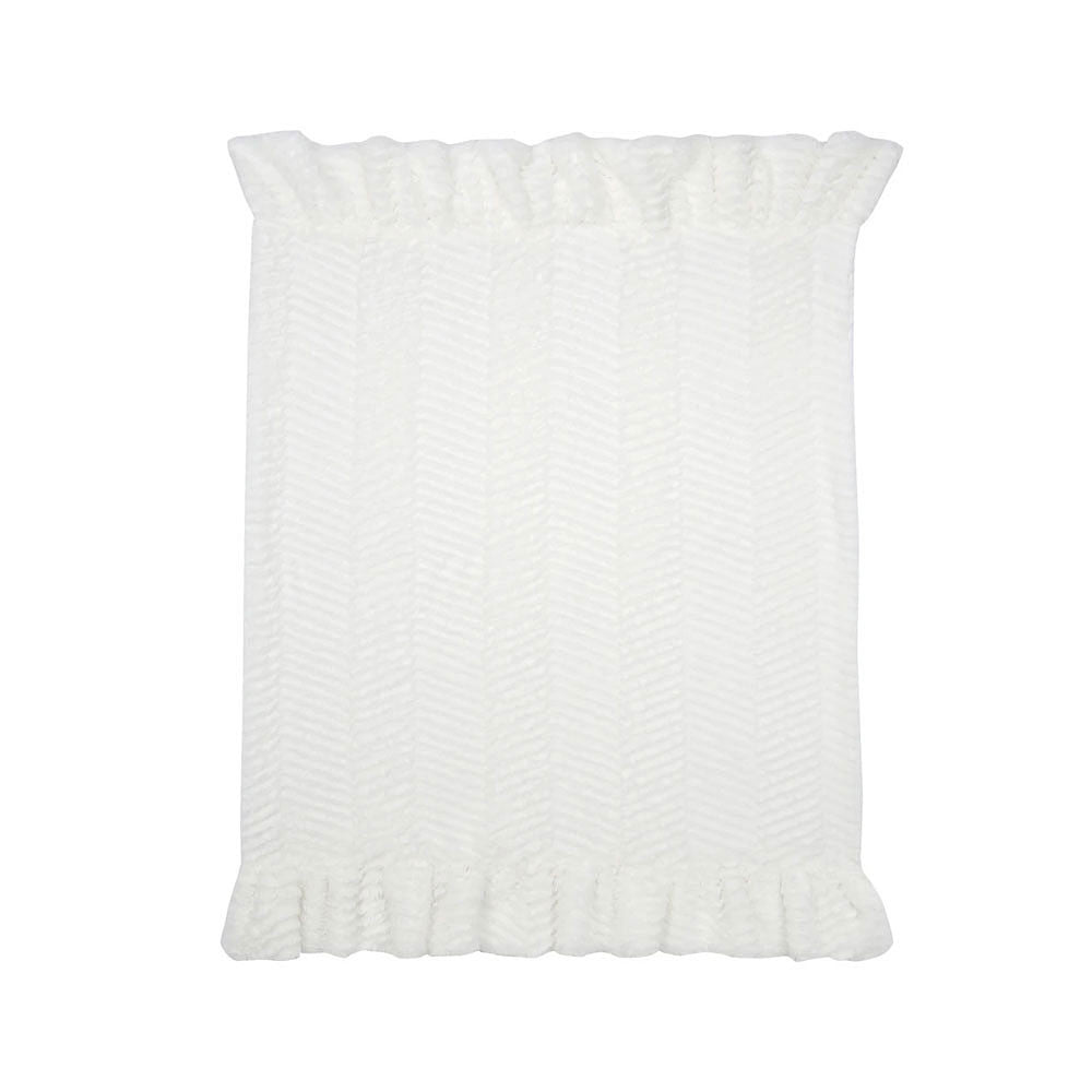 Lambs & Ivy Ruffled Lux Chevron Blanket- Bambi Baby