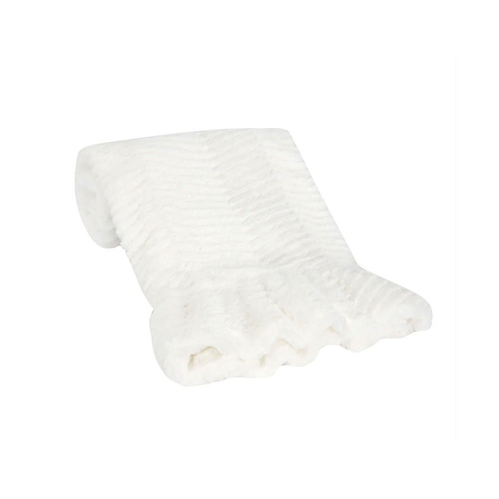 Lambs & Ivy Ruffled Lux Chevron Blanket- Bambi Baby