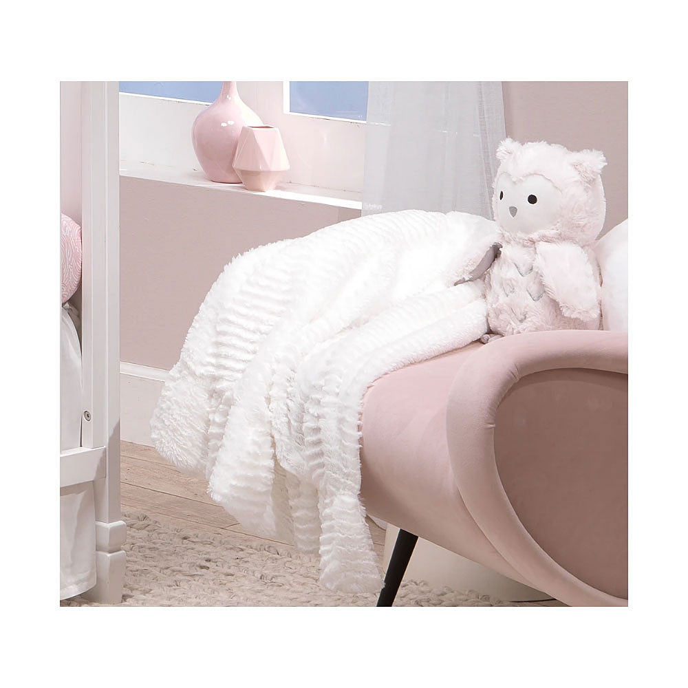 Lambs & Ivy Ruffled Lux Chevron Blanket- Bambi Baby