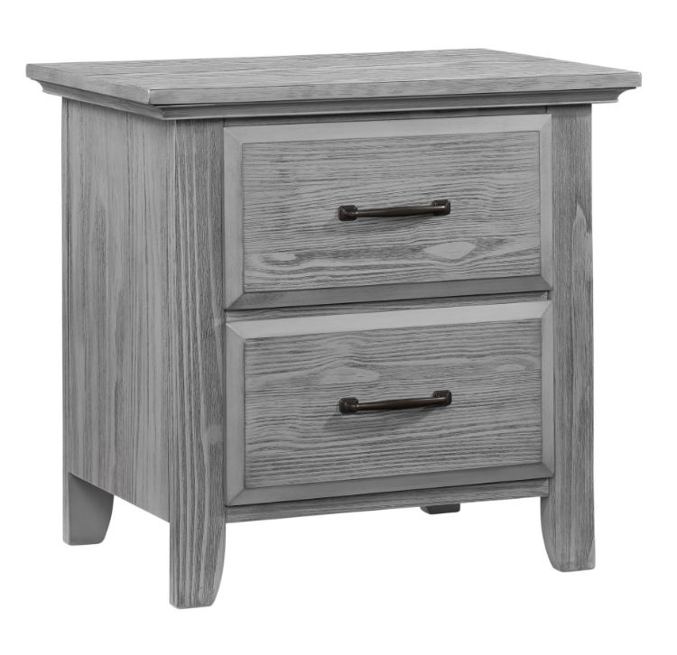Oxford Willowbrook 2 Drawer Nightstand in Graphite Gray- Bambi Baby