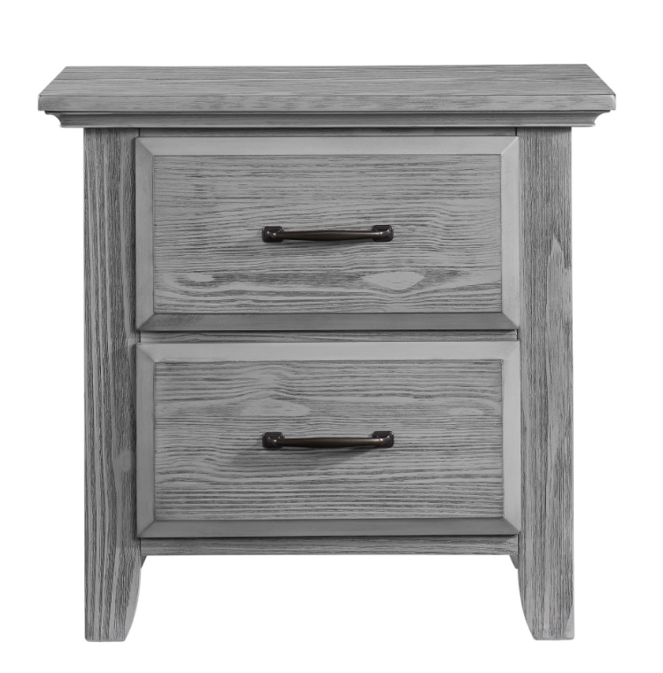 Oxford Willowbrook 2 Drawer Nightstand in Graphite Gray- Bambi Baby