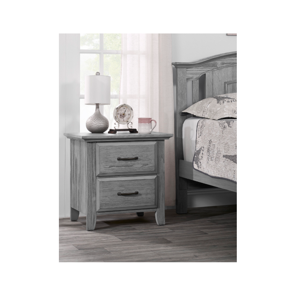 Oxford Willowbrook 2 Drawer Nightstand in Graphite Gray- Bambi Baby