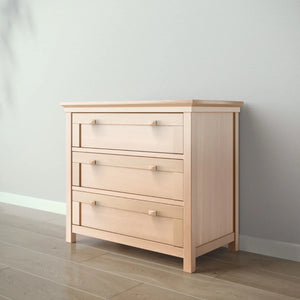 Natural Hardwood Romina Karisma Single Dresser 3-Drawer - Angled View | Bambi Baby