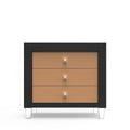 Romina Millenario Single Dresser Solid Black with Cappuccino Drawers - Front View | Bambi Baby