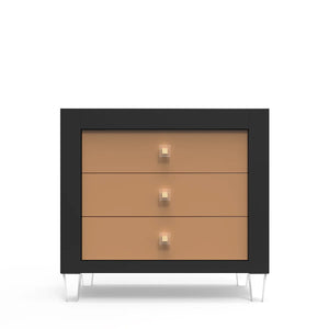 Romina Millenario Single Dresser Solid Black with Cappuccino Drawers - Front View | Bambi Baby