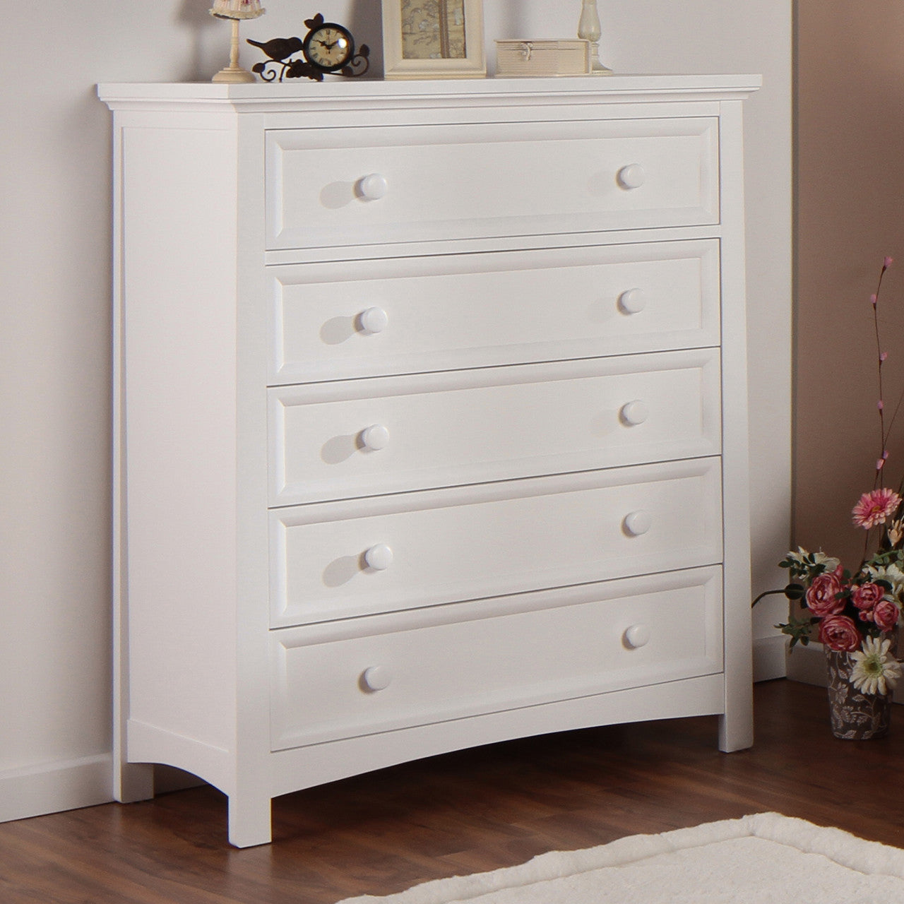 Silva Serena 5 Drawer Chest in White- Bambi Baby