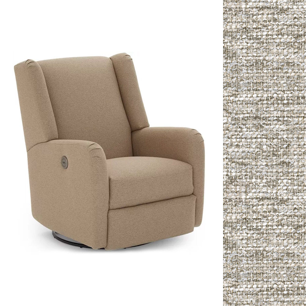 Best Chairs Shaylyn Power Swivel Glider Recliner in Pashmina- Bambi Baby