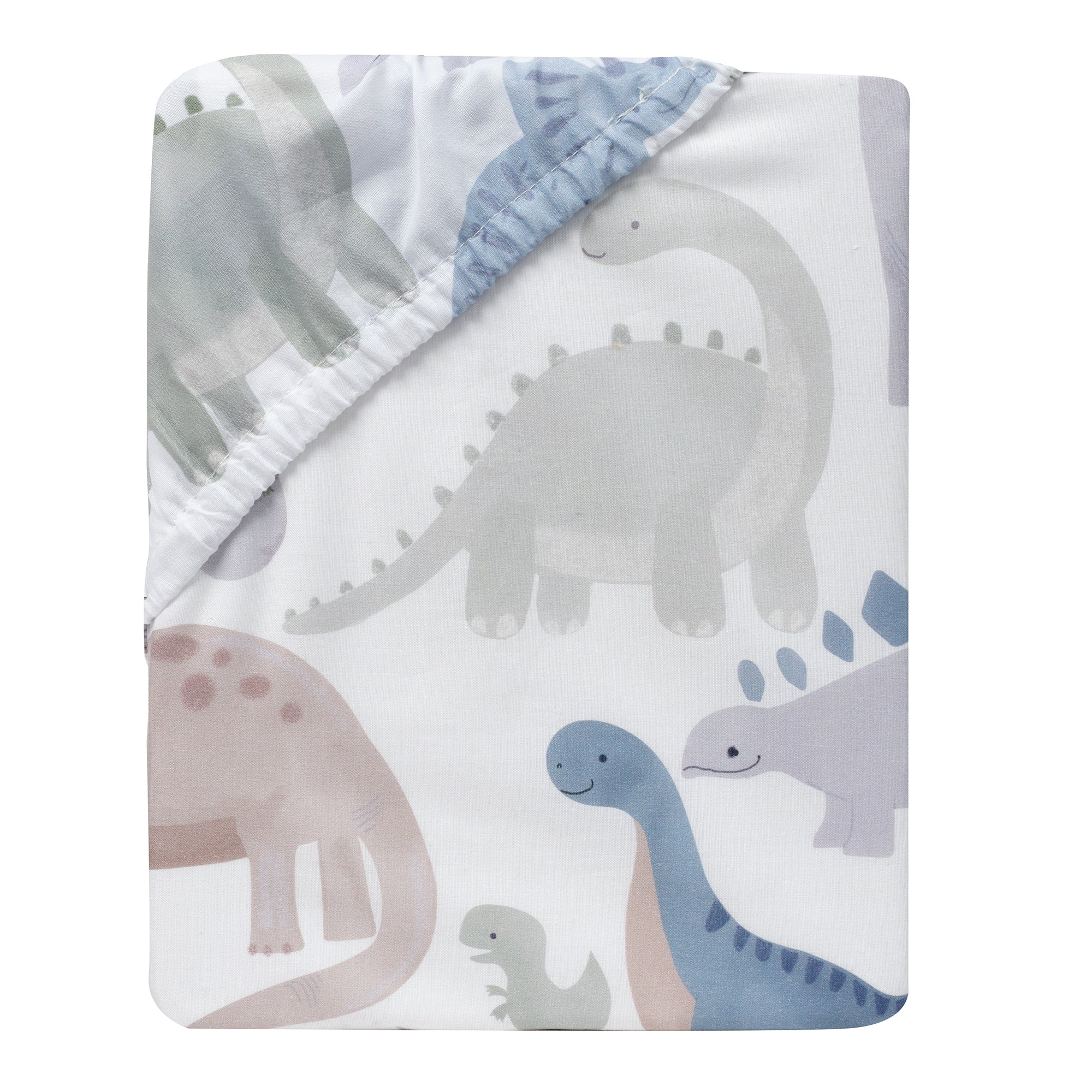 Lambs & Ivy Dino-Might Cotton Fitted Crib Sheet- Bambi Baby