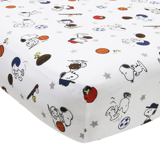 Bedtime Originals Snoopy Sports Crib Sheet- Bambi Baby