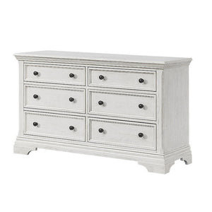 Brushed White Wood Westwood Design Olivia 6 Drawer Dresser - Front View | Bambi Baby