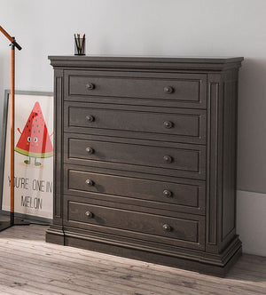 Oil Grey Silva Jackson 5 Drawer Tall Chest - Front View in Kids Room Setting | Bambi Baby