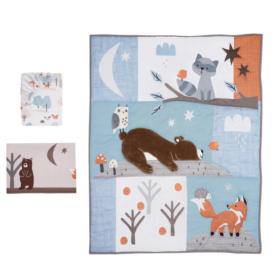 Bedtime Originals Sleepytime Bear Woodland 3-Pc Baby Nursery Crib Bedding Set- Bambi Baby