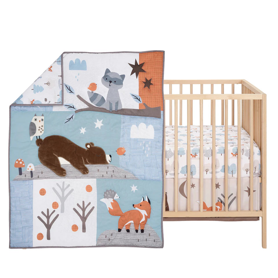 Bedtime Originals Sleepytime Bear Woodland 3-Pc Baby Nursery Crib Bedding Set- Bambi Baby