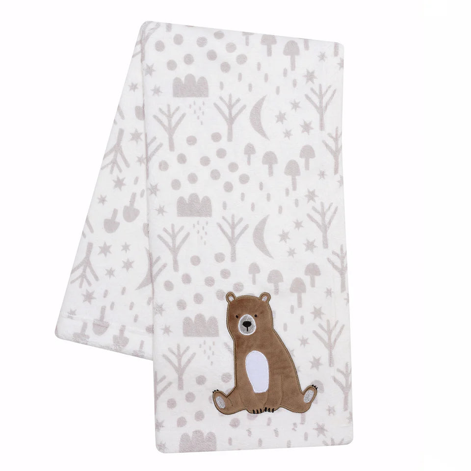 Bedtime Originals Sleepytime Bear White/Brown Soft Fleece Baby Blanket- Bambi Baby