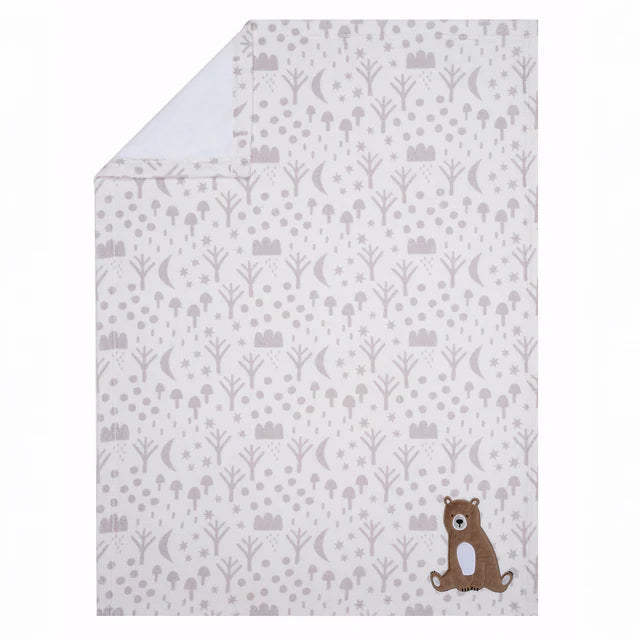 Bedtime Originals Sleepytime Bear White/Brown Soft Fleece Baby Blanket- Bambi Baby