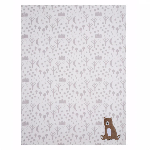 Bedtime Originals Sleepytime Bear White/Brown Soft Fleece Baby Blanket- Bambi Baby