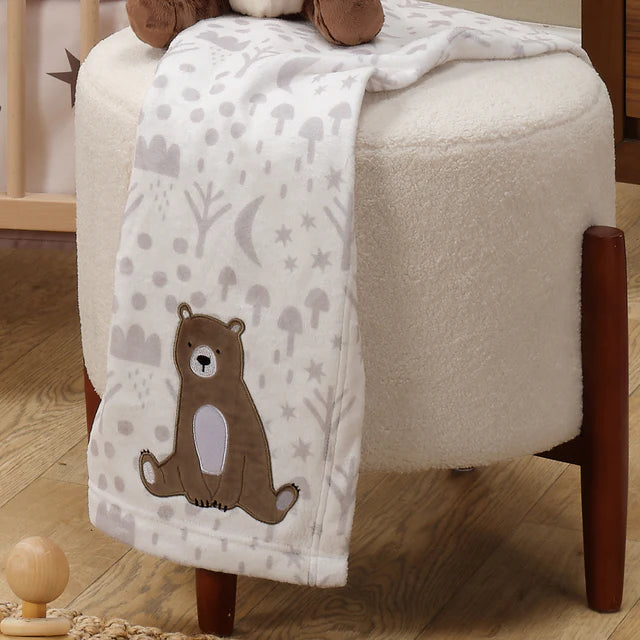 Bedtime Originals Sleepytime Bear White/Brown Soft Fleece Baby Blanket- Bambi Baby