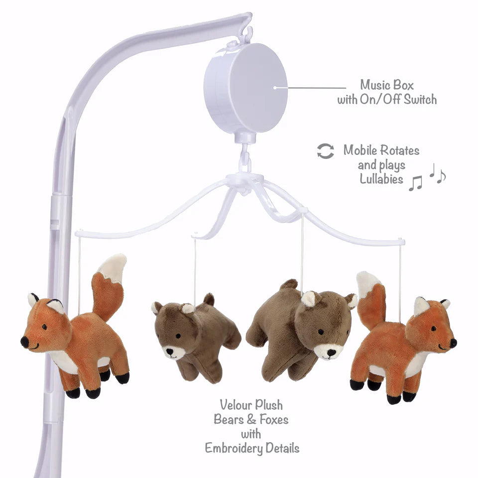 Bedtime Originals Sleepytime Bear & Fox Musical Baby Crib Mobile Soother Toy- Bambi Baby