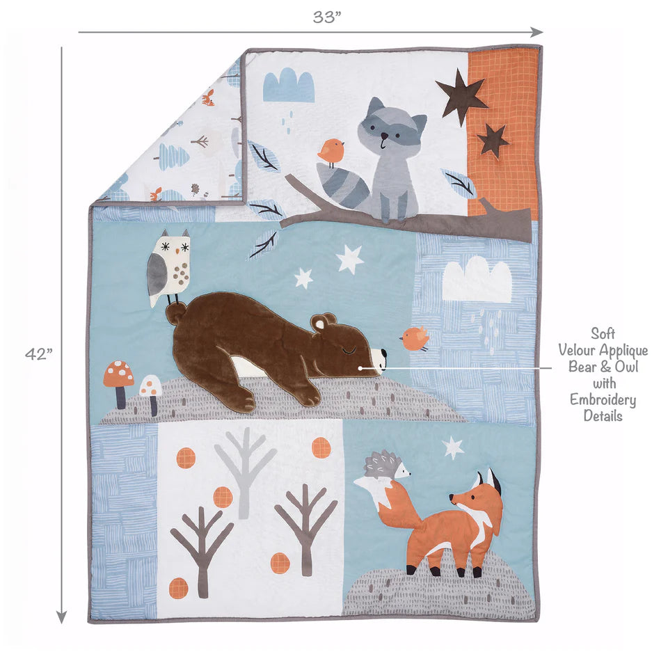 Bedtime Originals Sleepytime Bear Woodland 3-Pc Baby Nursery Crib Bedding Set- Bambi Baby