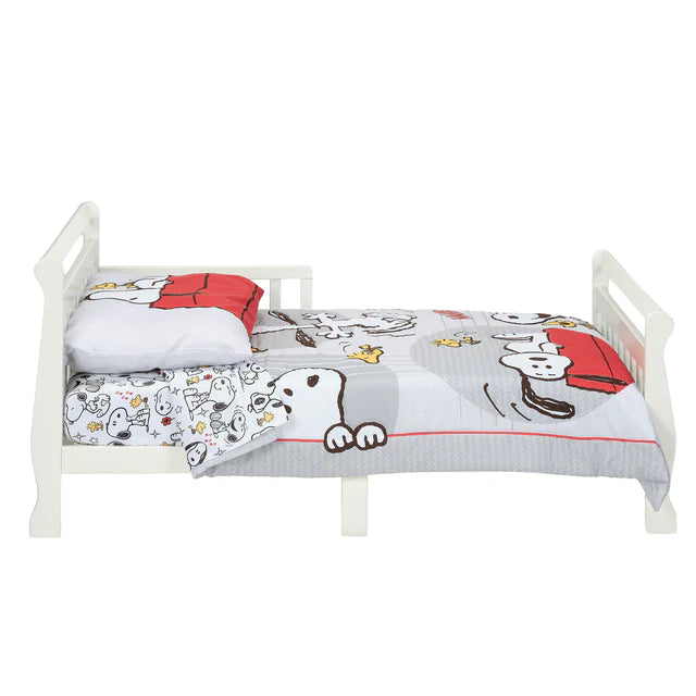 Bedtime Originals Snoopy Love 4-Piece Toddler Bedding Set - Gray/Red/White- Bambi Baby