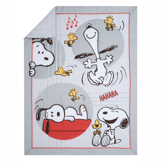 Bedtime Originals Snoopy Love 4-Piece Toddler Bedding Set - Gray/Red/White- Bambi Baby