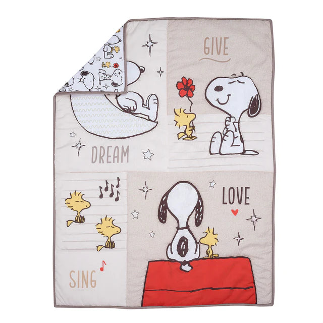 Bedtime Originals Snoopy Love 3-Piece Infant Baby Nursery Crib Bedding Set- Bambi Baby