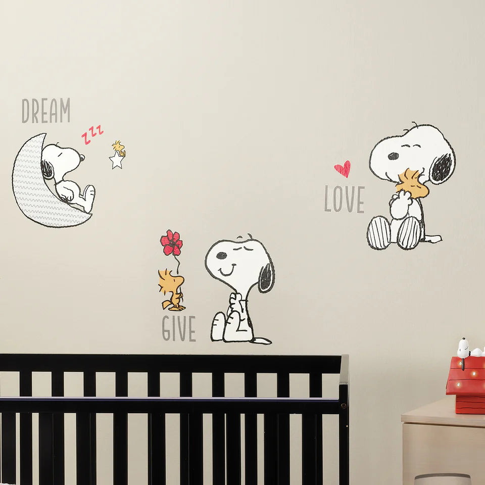 Bedtime Originals Snoopy Love Wall Decals/Stickers w/ Woodstock, Stars, & Moon- Bambi Baby