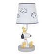 Lambs & Ivy Classic Snoopy & Friends White/Gray Nursery Lamp with Shade & Bulb - Bambi Baby