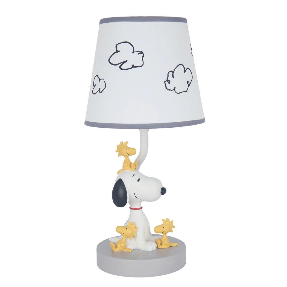 Lambs & Ivy Classic Snoopy & Friends White/Gray Nursery Lamp with Shade & Bulb- Bambi Baby