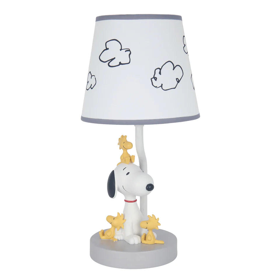 Lambs & Ivy Classic Snoopy & Friends White/Gray Nursery Lamp with Shade & Bulb- Bambi Baby