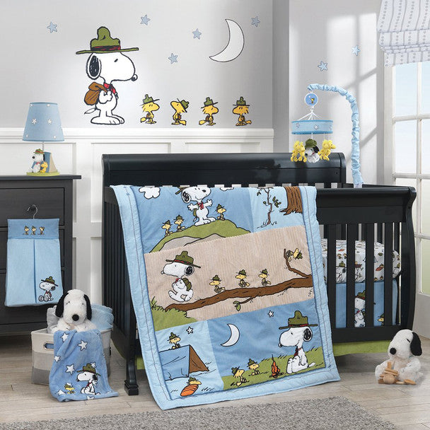 Lambs & Ivy Snoopy's Campout 4-Piece Bedding Set- Bambi Baby