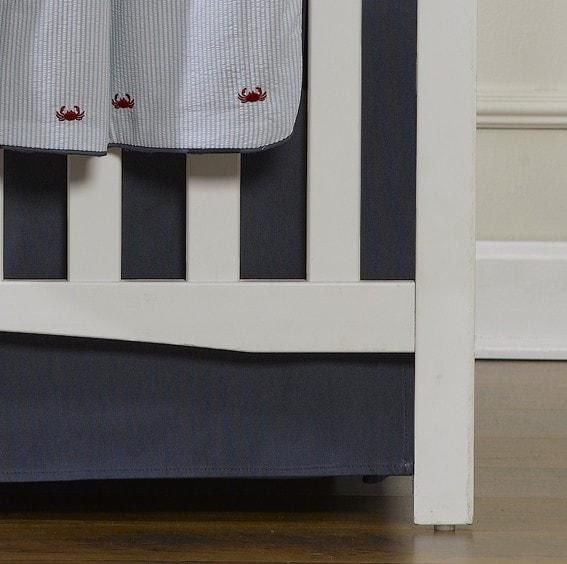 Liz and Roo Navy Solid Crib Skirt 17" Drop- Bambi Baby