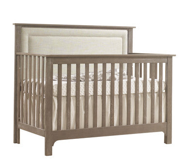 NEST Emerson Collection 4 in 1 Convertible Crib in Sugar Cane with Upholstered Panel in Talc- Bambi Baby