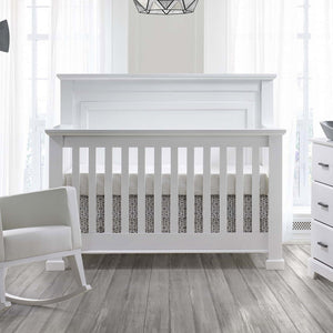 White Natart Taylor 5-in-1 Convertible Crib - Styled Nursery View | Bambi Baby
