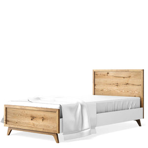 Natural Oak Solid Hardwood Romina Uptown Twin Bed - Angled View | Bambi Baby