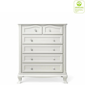 Solid White Hardwood Romina Cleopatra 6-Drawer Tall Chest - Front View | Bambi Baby