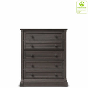 Storm Grey Solid Hardwood Romina Imperio Tall Chest 5-Drawer - Front View | Bambi Baby