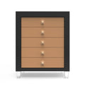 Solid Black Hardwood Romina Millenario Tall Chest with Cappuccino Drawers - Front View | Bambi Baby