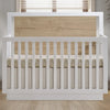 White Wood Convertible Crib with Natural Oak Headboard - Front View | Bambi Baby