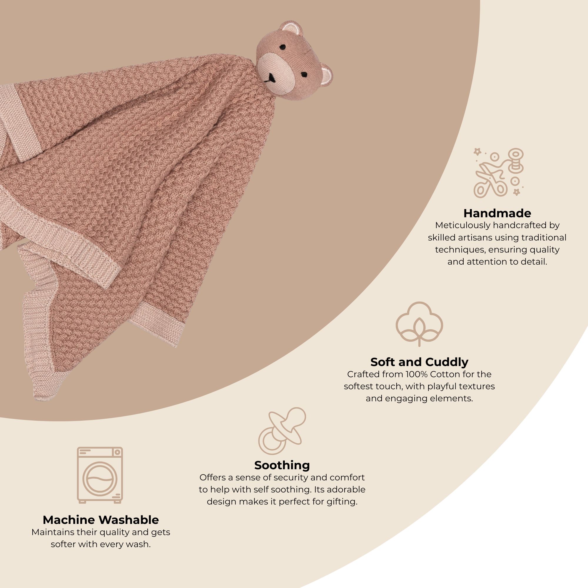 Crane Baby Violet Knitted Teddy Bear Lovie Blanket- Bambi Baby