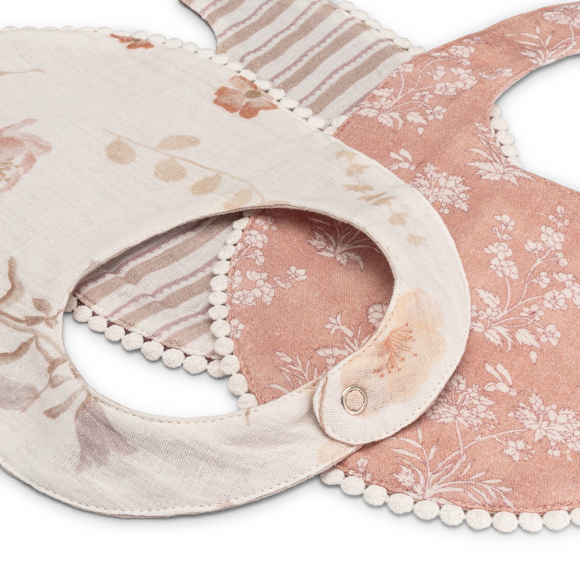Crane Baby Violet Floral Cotton Baby Bib Set (3 Pack)- Bambi Baby