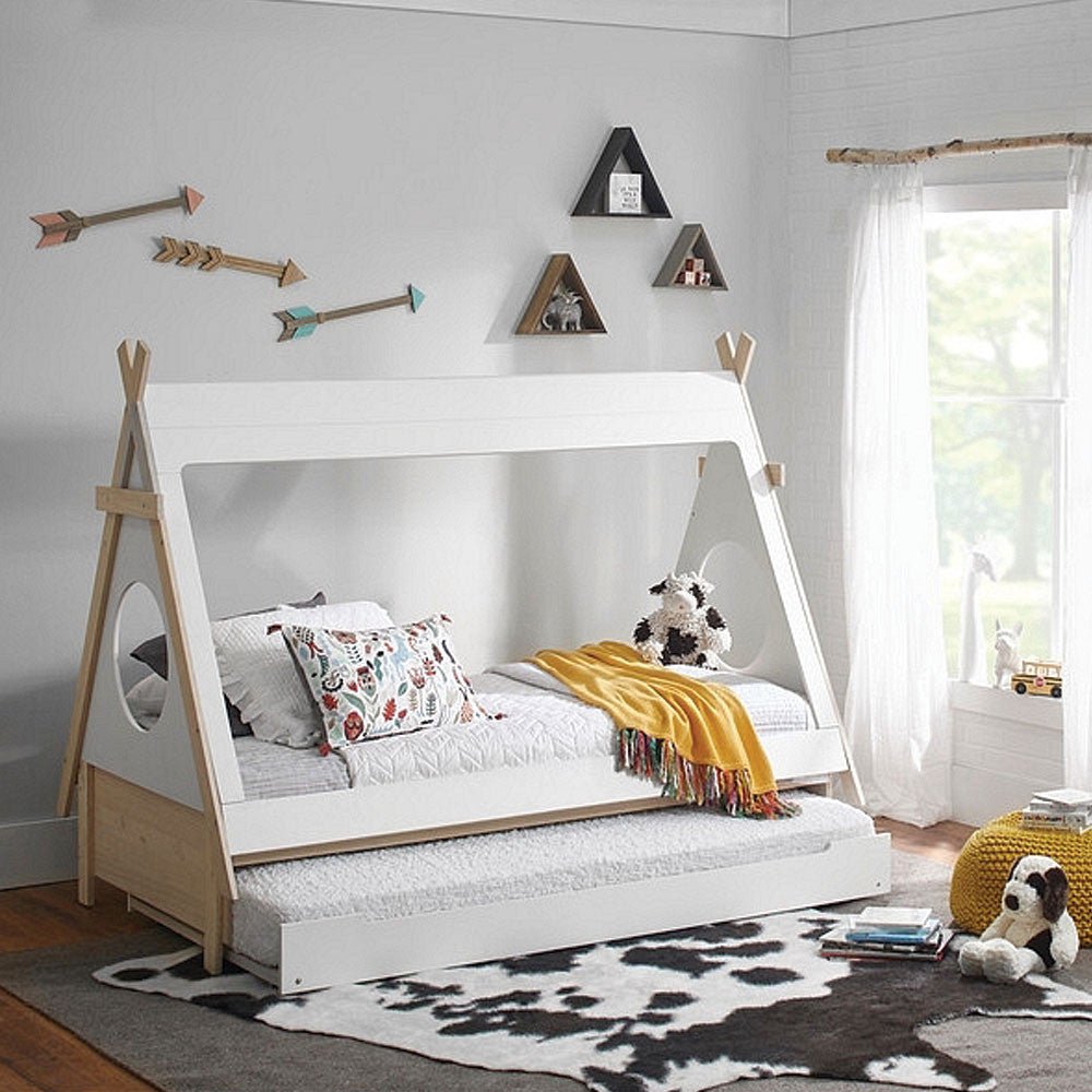 Cama tipi + cama nido Ti Amo Sierra en blanco/natural- Bambi Baby