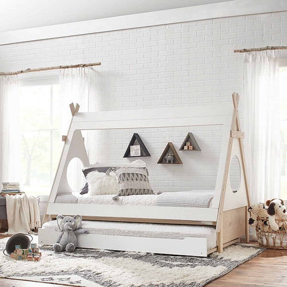 Cama tipi + cama nido Ti Amo Sierra en blanco/natural- Bambi Baby