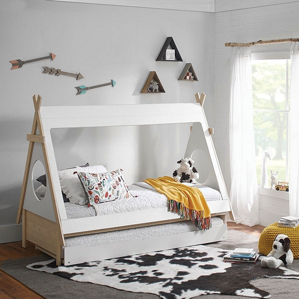 Cama tipi + cama nido Ti Amo Sierra en blanco/natural- Bambi Baby