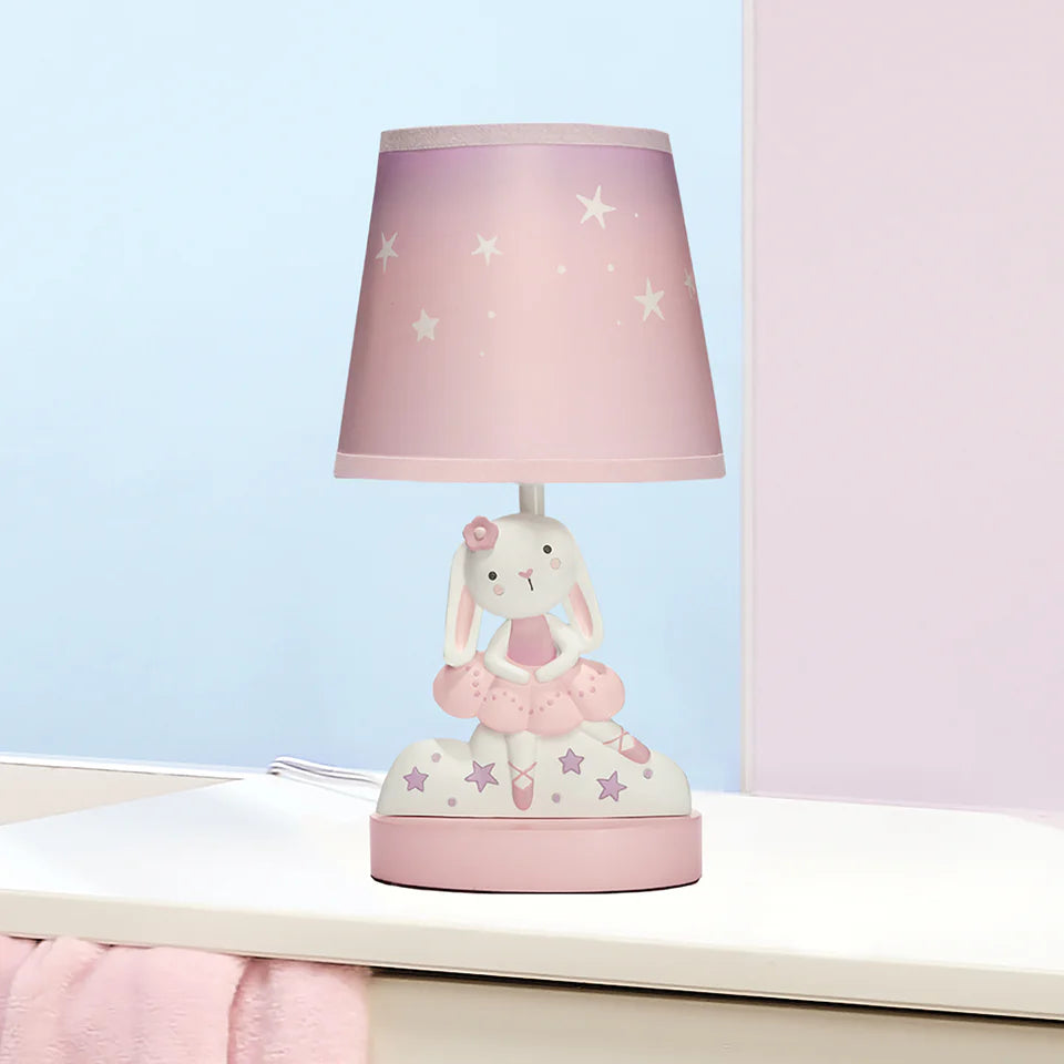 Bedtime Originals Tiny Dancer Bunny & Stars Pink Nursery Lamp with Shade & Bulb- Bambi Baby