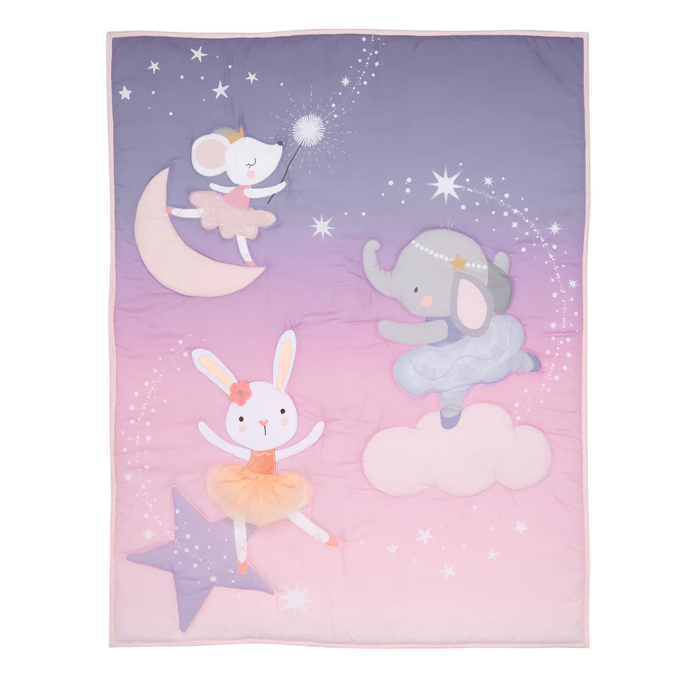 Bedtime Originals Tiny Dancer 3-Piece Ballet Baby Crib Bedding Set - Elephant- Bambi Baby