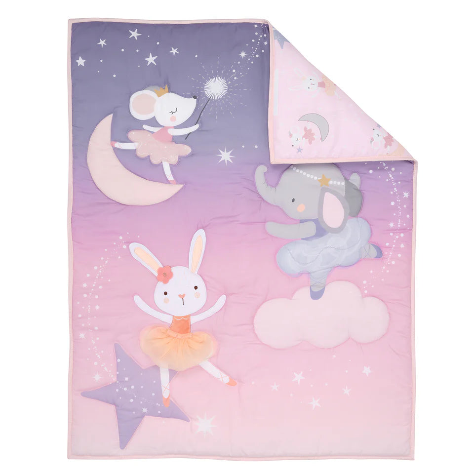 Bedtime Originals Tiny Dancer 3-Piece Ballet Baby Crib Bedding Set - Elephant- Bambi Baby